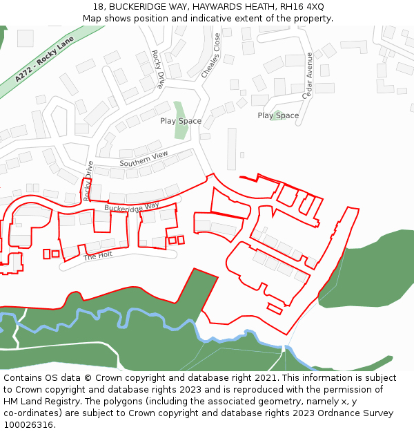 18, BUCKERIDGE WAY, HAYWARDS HEATH, RH16 4XQ: Location map and indicative extent of plot