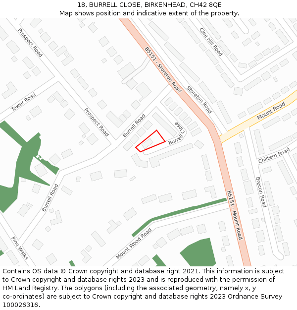 18, BURRELL CLOSE, BIRKENHEAD, CH42 8QE: Location map and indicative extent of plot