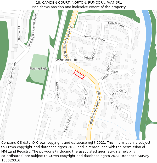 18, CAMDEN COURT, NORTON, RUNCORN, WA7 6RL: Location map and indicative extent of plot