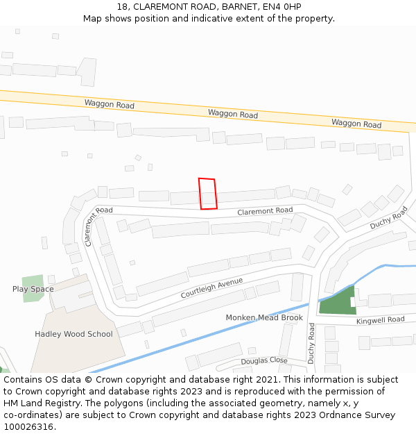 18, CLAREMONT ROAD, BARNET, EN4 0HP: Location map and indicative extent of plot