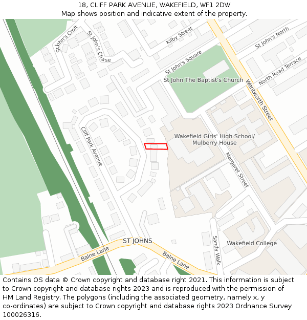 18, CLIFF PARK AVENUE, WAKEFIELD, WF1 2DW: Location map and indicative extent of plot