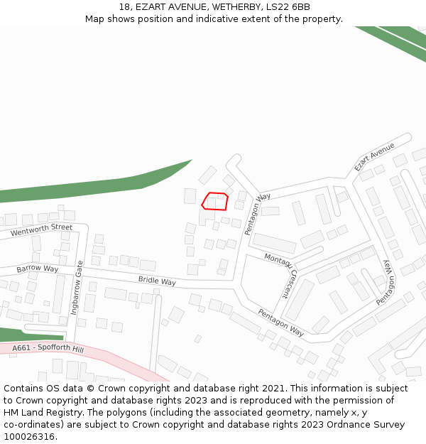 18, EZART AVENUE, WETHERBY, LS22 6BB: Location map and indicative extent of plot