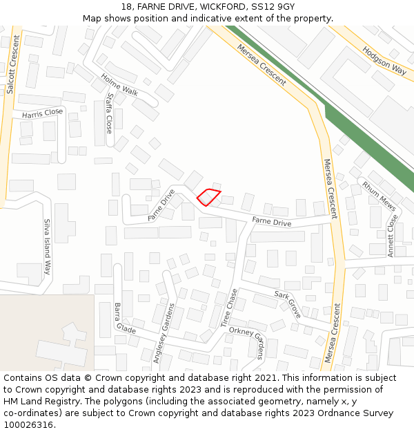 18, FARNE DRIVE, WICKFORD, SS12 9GY: Location map and indicative extent of plot