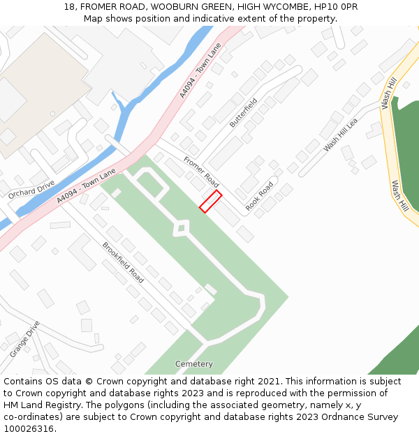 18, FROMER ROAD, WOOBURN GREEN, HIGH WYCOMBE, HP10 0PR: Location map and indicative extent of plot