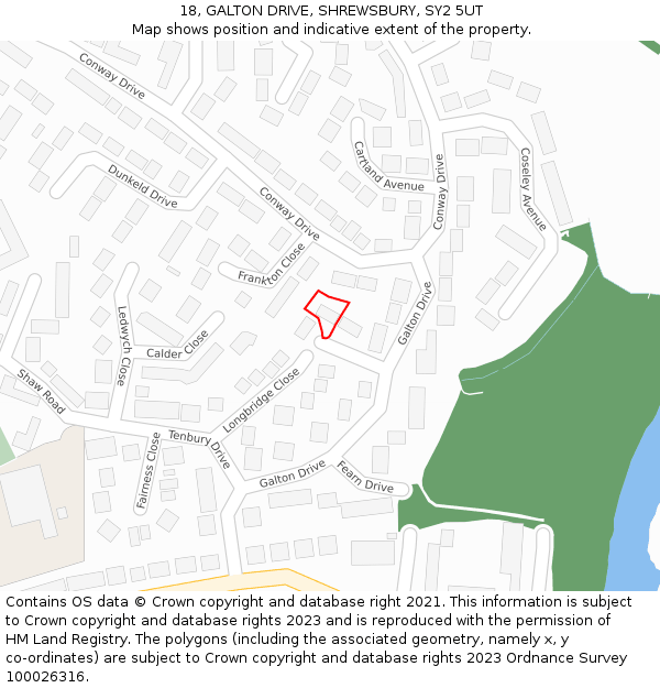 18, GALTON DRIVE, SHREWSBURY, SY2 5UT: Location map and indicative extent of plot