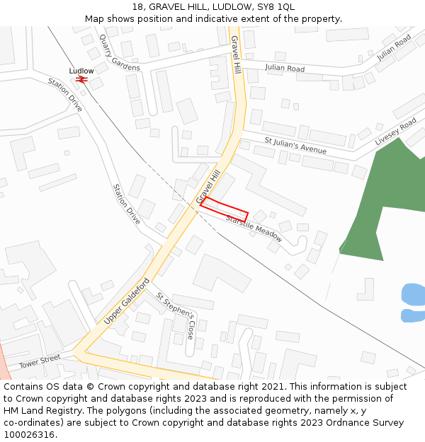 18, GRAVEL HILL, LUDLOW, SY8 1QL: Location map and indicative extent of plot