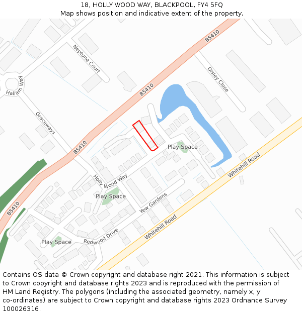 18, HOLLY WOOD WAY, BLACKPOOL, FY4 5FQ: Location map and indicative extent of plot