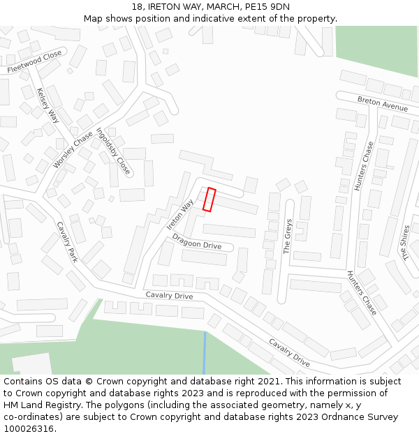 18, IRETON WAY, MARCH, PE15 9DN: Location map and indicative extent of plot