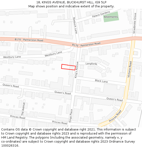 18, KINGS AVENUE, BUCKHURST HILL, IG9 5LP: Location map and indicative extent of plot