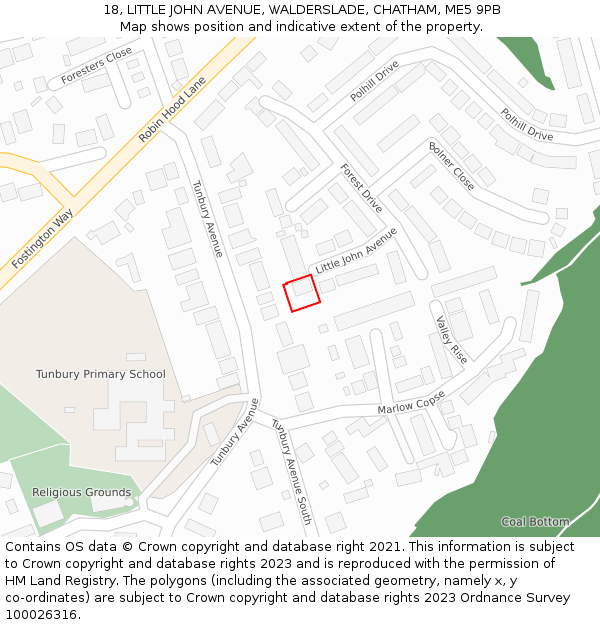 18, LITTLE JOHN AVENUE, WALDERSLADE, CHATHAM, ME5 9PB: Location map and indicative extent of plot