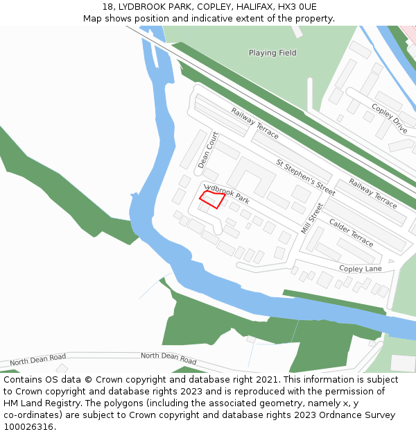 18, LYDBROOK PARK, COPLEY, HALIFAX, HX3 0UE: Location map and indicative extent of plot