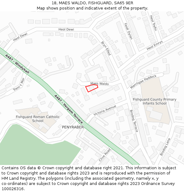 18, MAES WALDO, FISHGUARD, SA65 9ER: Location map and indicative extent of plot