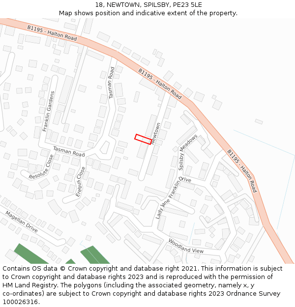 18, NEWTOWN, SPILSBY, PE23 5LE: Location map and indicative extent of plot