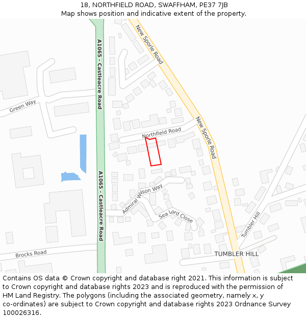 18, NORTHFIELD ROAD, SWAFFHAM, PE37 7JB: Location map and indicative extent of plot