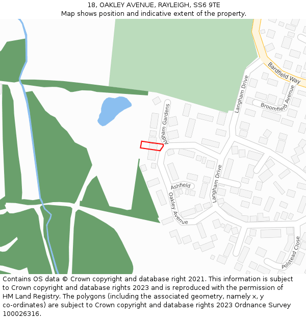 18, OAKLEY AVENUE, RAYLEIGH, SS6 9TE: Location map and indicative extent of plot