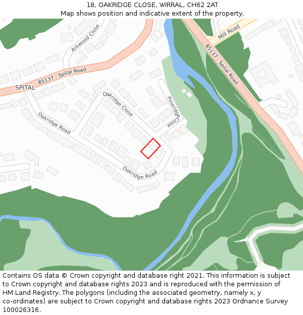 18, OAKRIDGE CLOSE, WIRRAL, CH62 2AT: Location map and indicative extent of plot