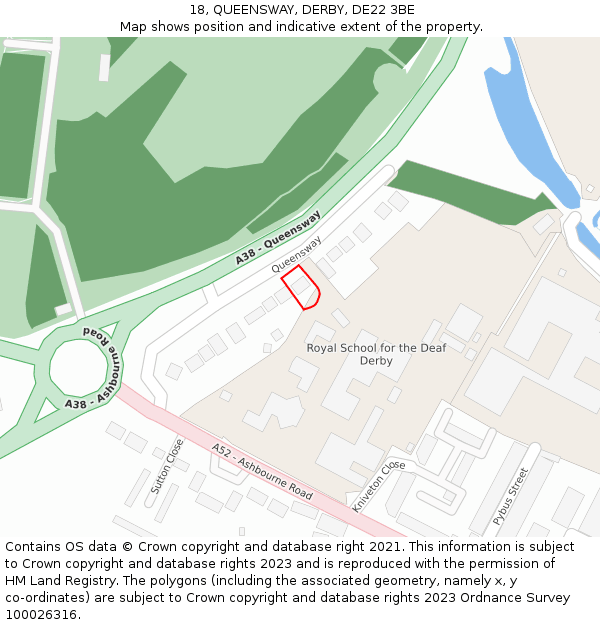 18, QUEENSWAY, DERBY, DE22 3BE: Location map and indicative extent of plot