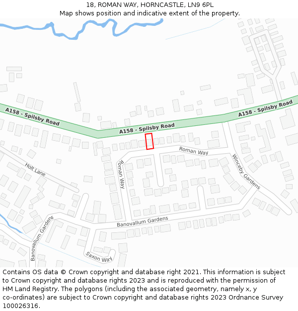 18, ROMAN WAY, HORNCASTLE, LN9 6PL: Location map and indicative extent of plot