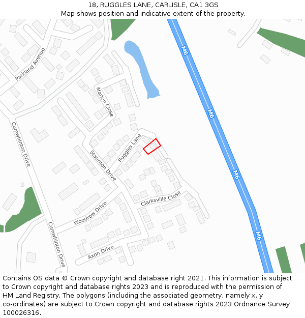 18, RUGGLES LANE, CARLISLE, CA1 3GS: Location map and indicative extent of plot