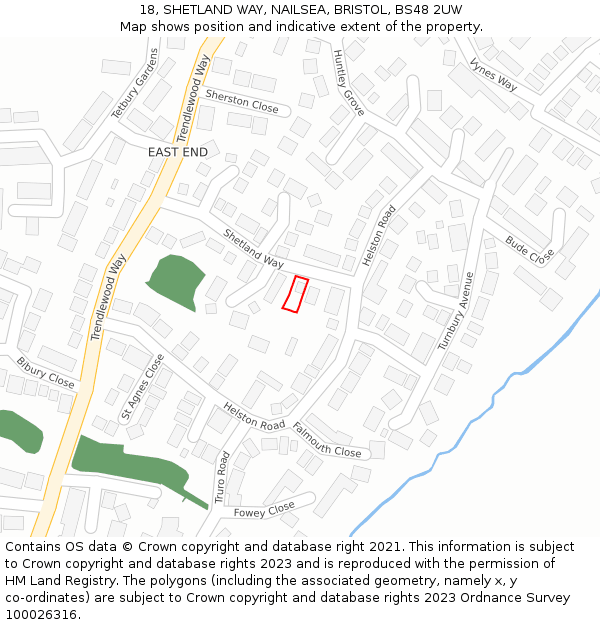 18, SHETLAND WAY, NAILSEA, BRISTOL, BS48 2UW: Location map and indicative extent of plot