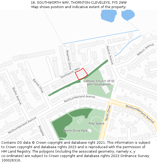 18, SOUTHWORTH WAY, THORNTON-CLEVELEYS, FY5 2WW: Location map and indicative extent of plot