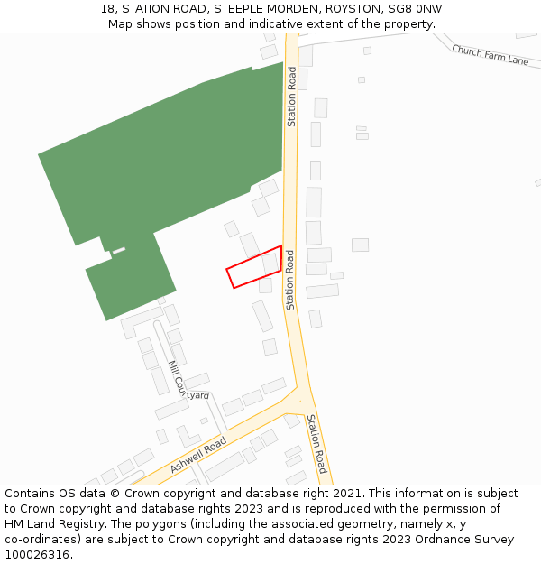 18, STATION ROAD, STEEPLE MORDEN, ROYSTON, SG8 0NW: Location map and indicative extent of plot