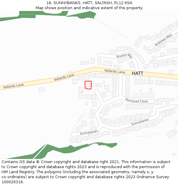 18, SUNNYBANKS, HATT, SALTASH, PL12 6SA: Location map and indicative extent of plot