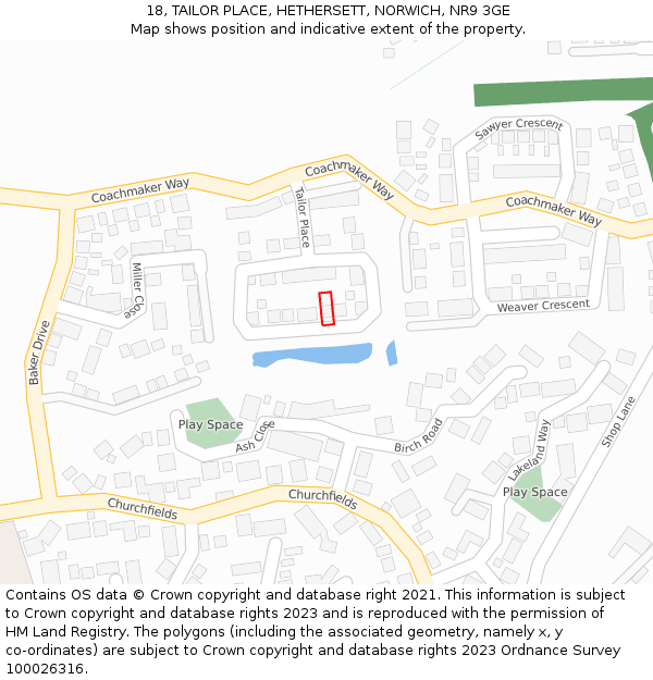 18, TAILOR PLACE, HETHERSETT, NORWICH, NR9 3GE: Location map and indicative extent of plot