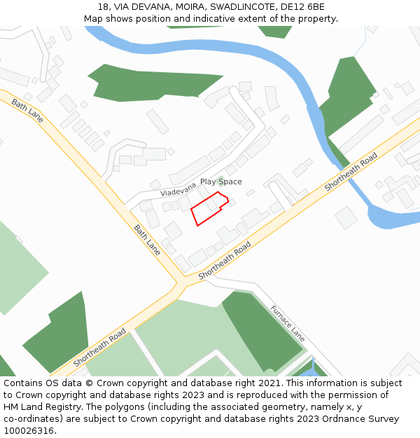 18, VIA DEVANA, MOIRA, SWADLINCOTE, DE12 6BE: Location map and indicative extent of plot