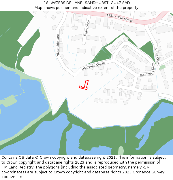 18, WATERSIDE LANE, SANDHURST, GU47 8AD: Location map and indicative extent of plot