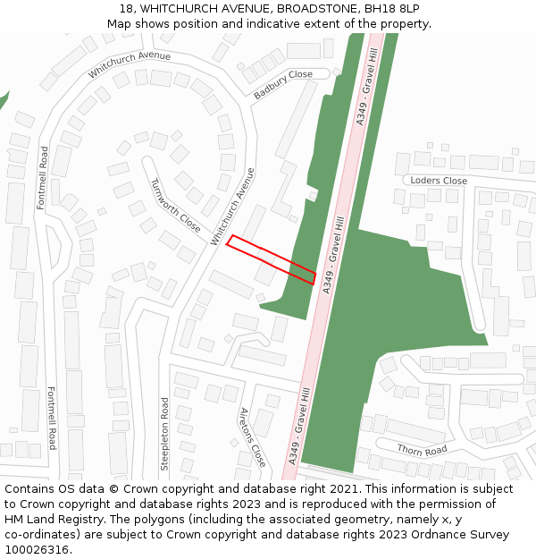 18, WHITCHURCH AVENUE, BROADSTONE, BH18 8LP: Location map and indicative extent of plot