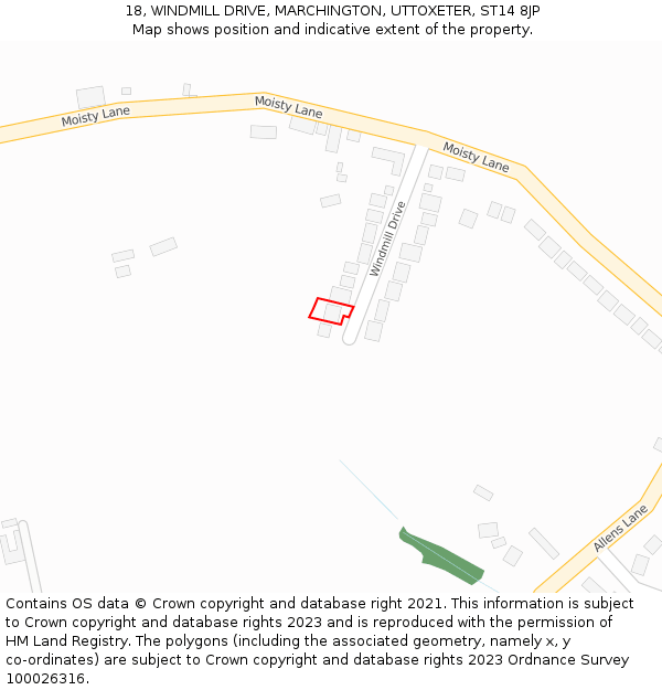 18, WINDMILL DRIVE, MARCHINGTON, UTTOXETER, ST14 8JP: Location map and indicative extent of plot