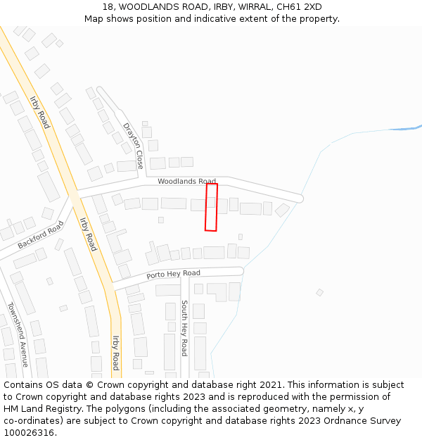 18, WOODLANDS ROAD, IRBY, WIRRAL, CH61 2XD: Location map and indicative extent of plot