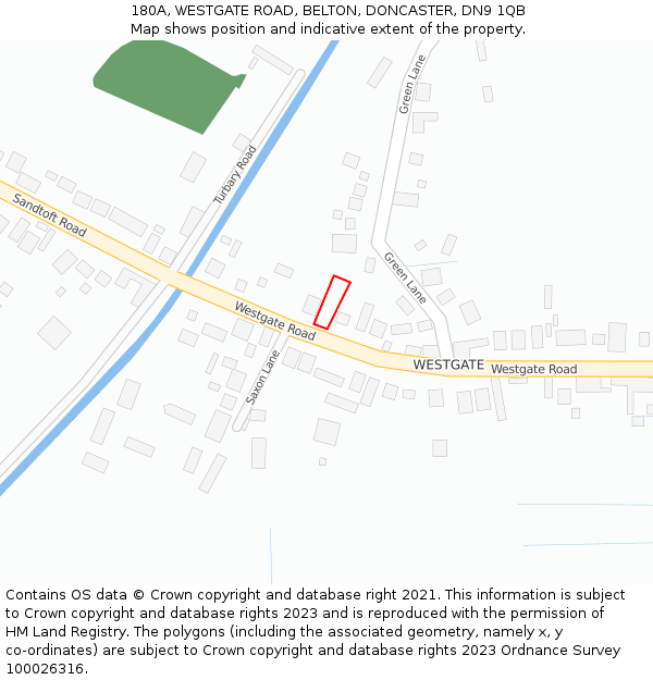 180A, WESTGATE ROAD, BELTON, DONCASTER, DN9 1QB: Location map and indicative extent of plot