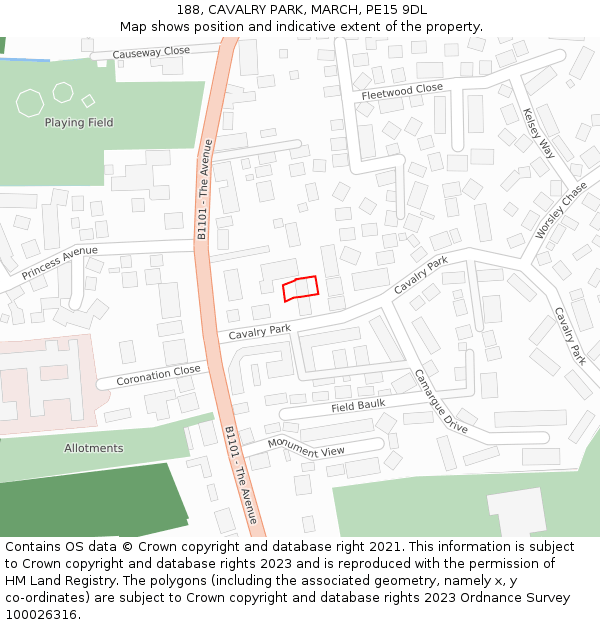 188, CAVALRY PARK, MARCH, PE15 9DL: Location map and indicative extent of plot