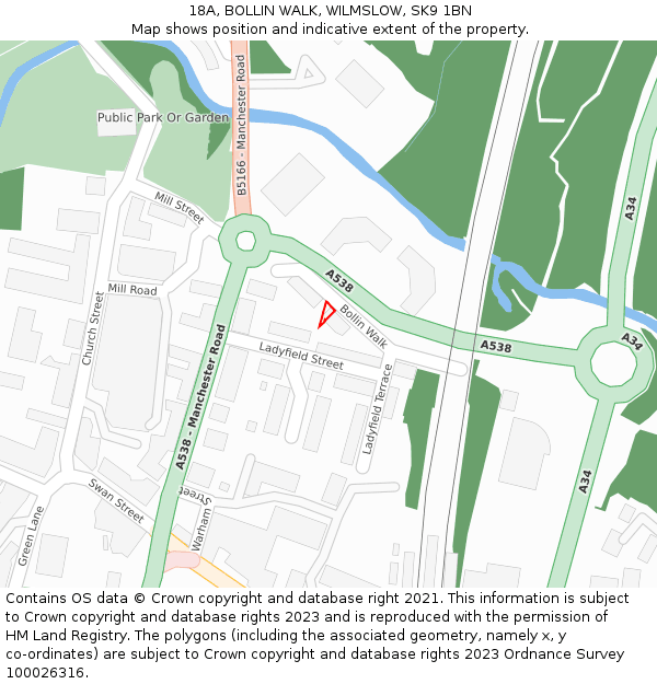 18A, BOLLIN WALK, WILMSLOW, SK9 1BN: Location map and indicative extent of plot