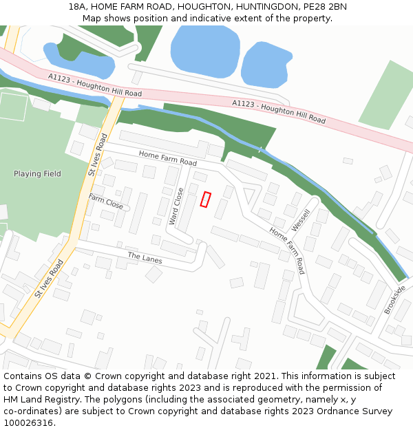 18A, HOME FARM ROAD, HOUGHTON, HUNTINGDON, PE28 2BN: Location map and indicative extent of plot