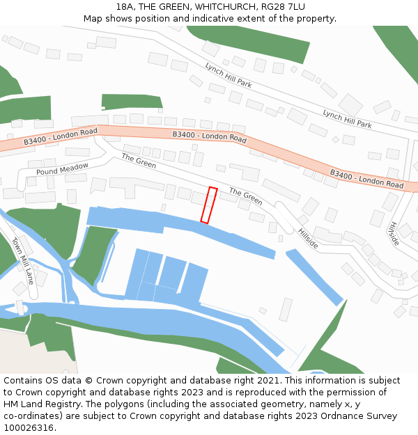 18A, THE GREEN, WHITCHURCH, RG28 7LU: Location map and indicative extent of plot