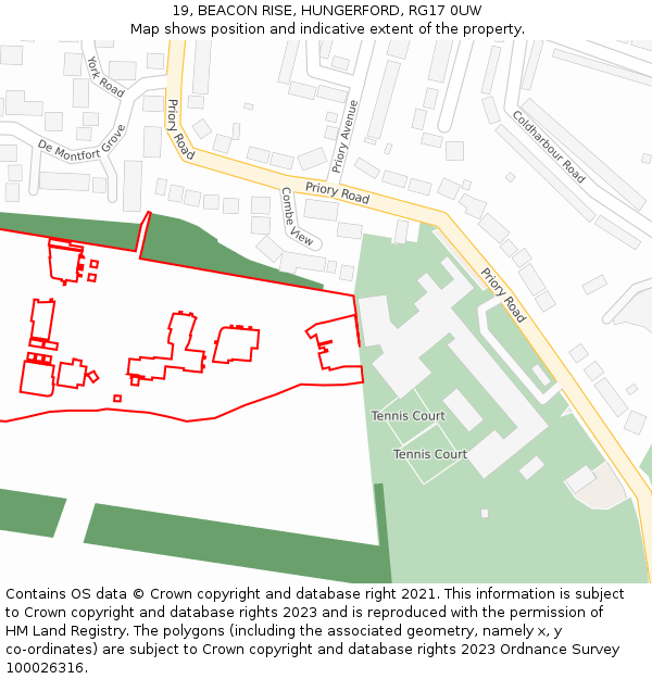 19, BEACON RISE, HUNGERFORD, RG17 0UW: Location map and indicative extent of plot