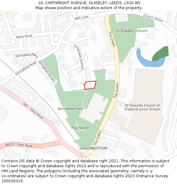 19, CARTWRIGHT AVENUE, GUISELEY, LEEDS, LS20 9FJ: Location map and indicative extent of plot