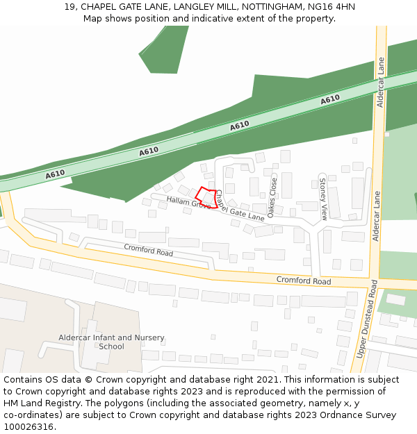 19, CHAPEL GATE LANE, LANGLEY MILL, NOTTINGHAM, NG16 4HN: Location map and indicative extent of plot