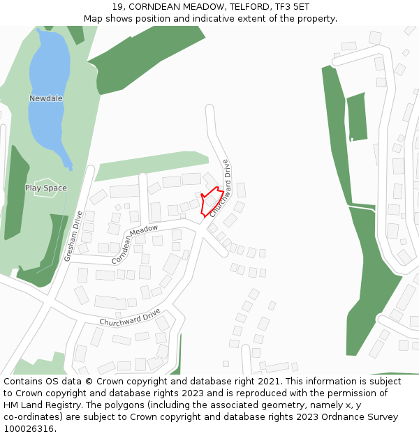 19, CORNDEAN MEADOW, TELFORD, TF3 5ET: Location map and indicative extent of plot