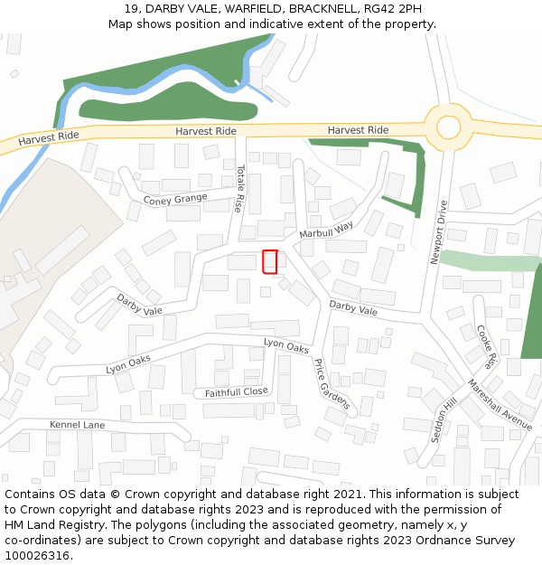 19, DARBY VALE, WARFIELD, BRACKNELL, RG42 2PH: Location map and indicative extent of plot