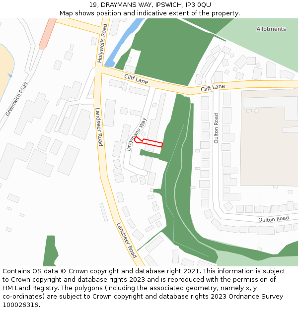 19, DRAYMANS WAY, IPSWICH, IP3 0QU: Location map and indicative extent of plot