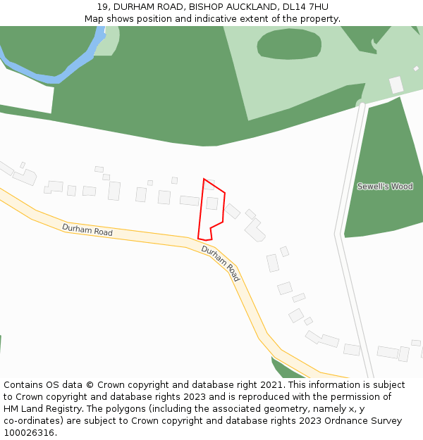 19, DURHAM ROAD, BISHOP AUCKLAND, DL14 7HU: Location map and indicative extent of plot