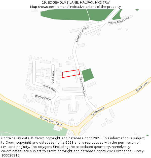 19, EDGEHOLME LANE, HALIFAX, HX2 7RW: Location map and indicative extent of plot