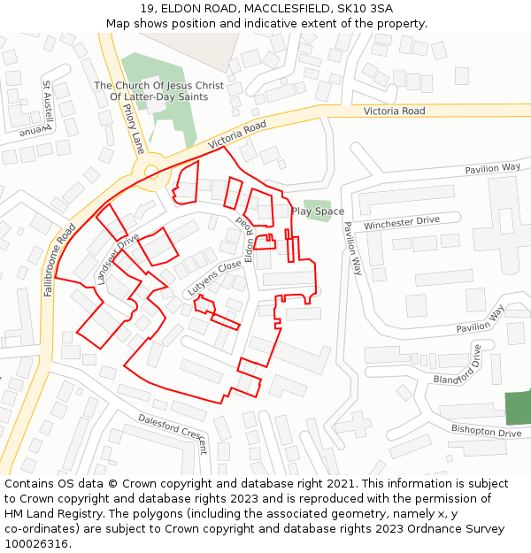 19, ELDON ROAD, MACCLESFIELD, SK10 3SA: Location map and indicative extent of plot