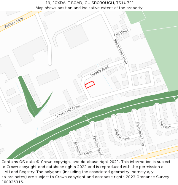 19, FOXDALE ROAD, GUISBOROUGH, TS14 7FF: Location map and indicative extent of plot