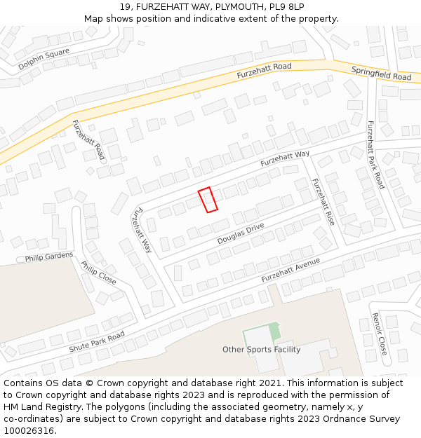 19, FURZEHATT WAY, PLYMOUTH, PL9 8LP: Location map and indicative extent of plot