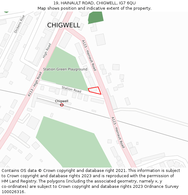 19, HAINAULT ROAD, CHIGWELL, IG7 6QU: Location map and indicative extent of plot